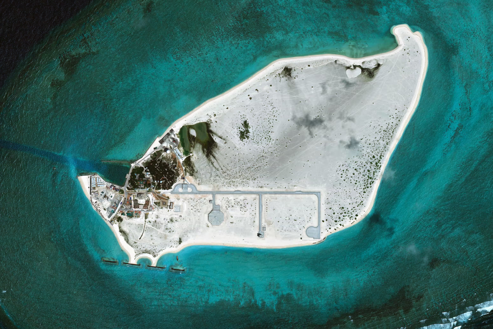 Satellite images of the military buildings on Triton