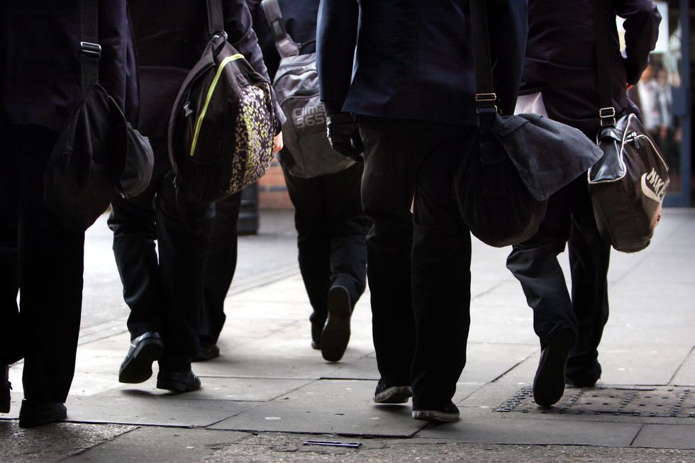 School children walking