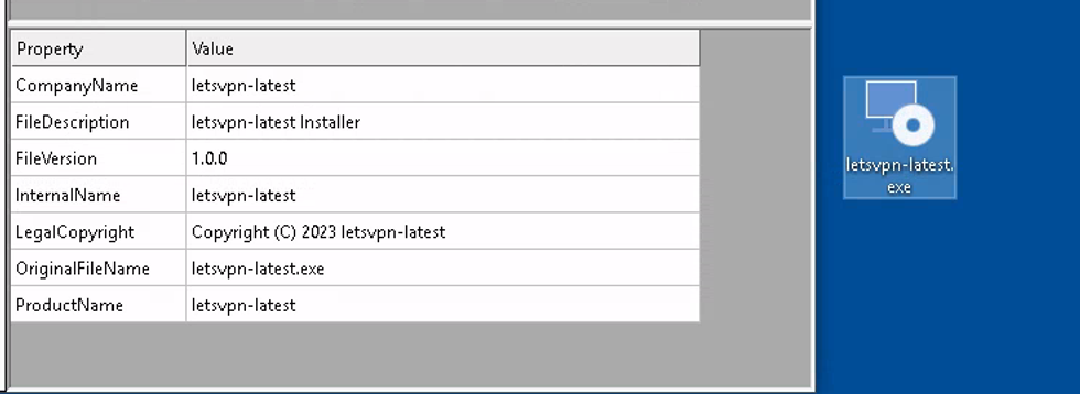 screenshot of the lets vpn installer shown on a windows desktop