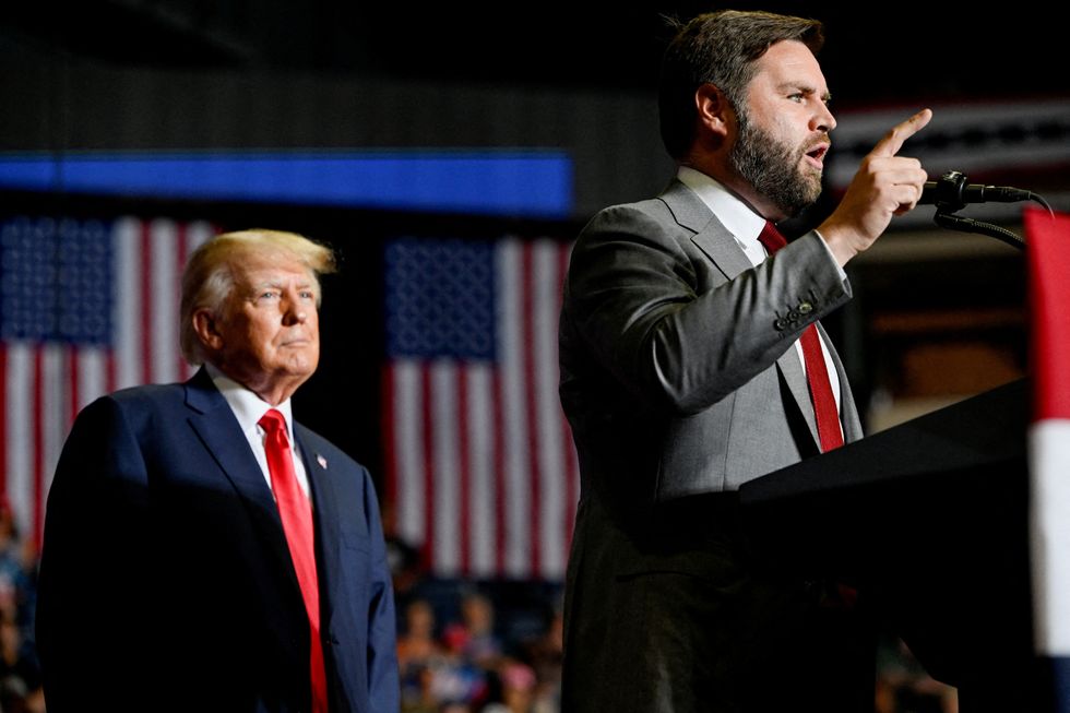 Senator JD Vance with Donald Trump at a rally in September 2022\u200b