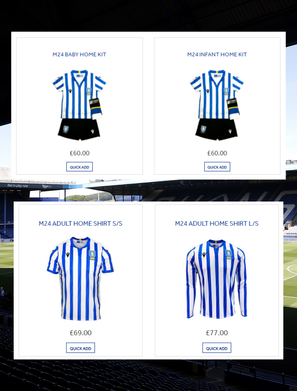 Sheffield Wednesday kit prices