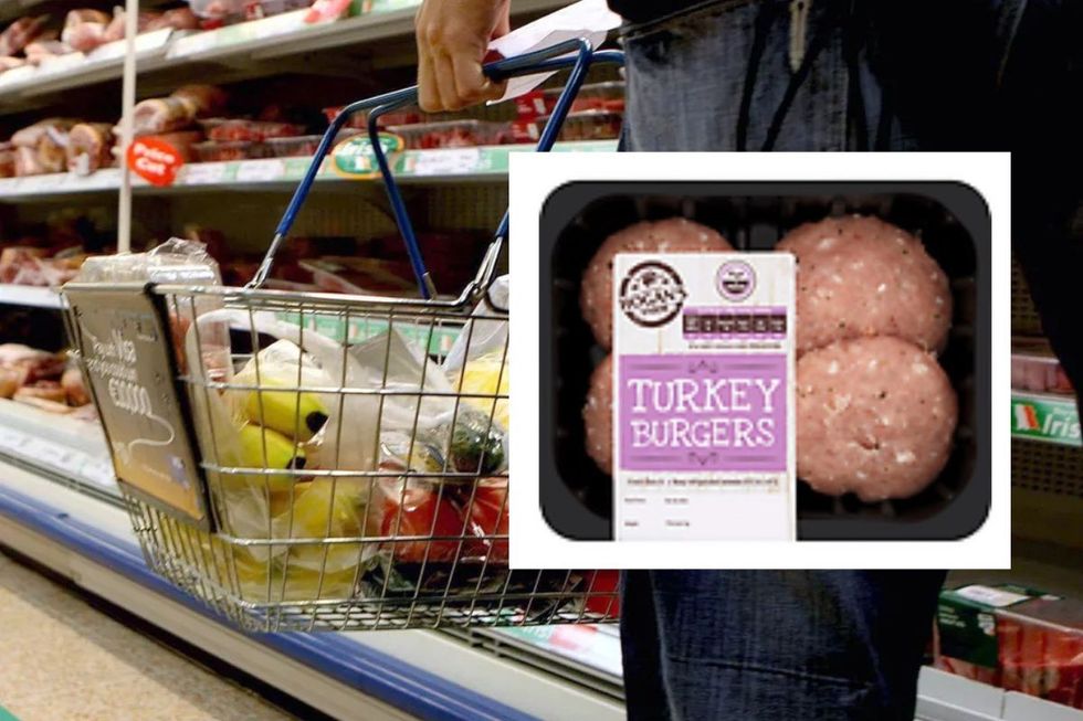 shopping basket and turkey burgers