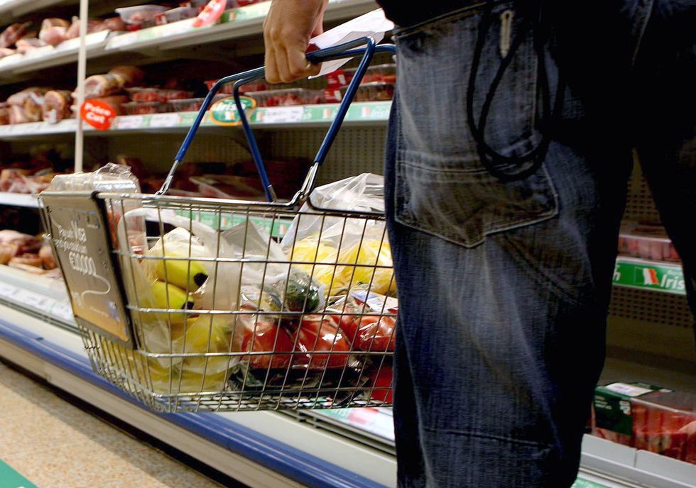 Shopping basket in supermarket