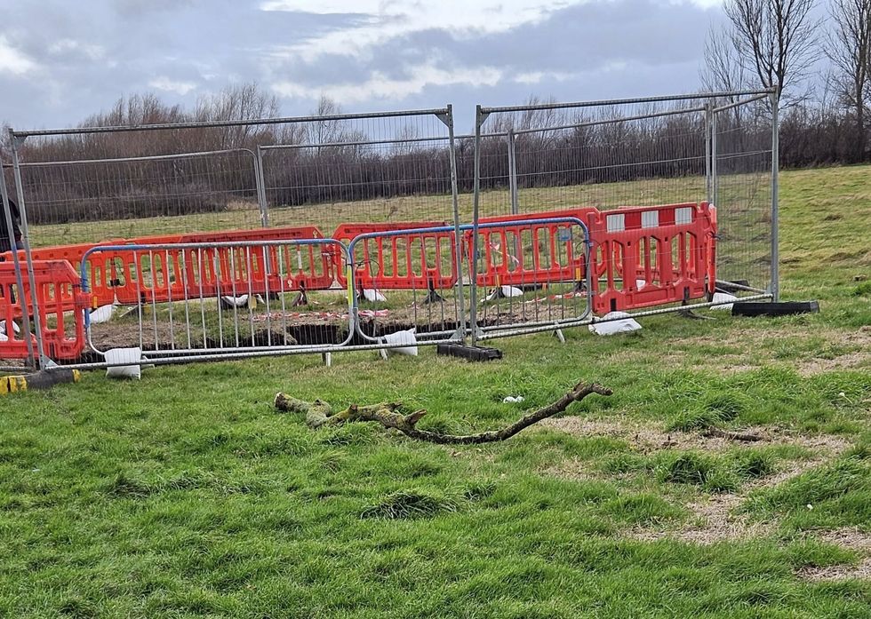 Sinkhole fenced off