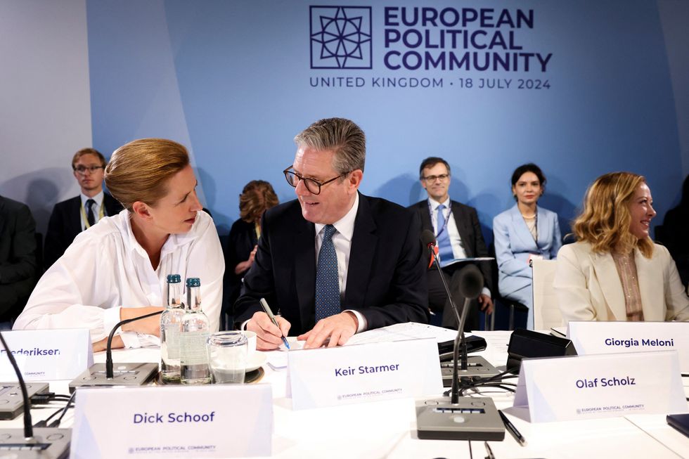 Sir Keir Starmer and Mette Frederiksen at the EPC summit in 2024