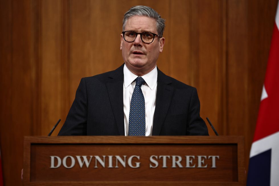 Sir Keir Starmer delivering a statement at Downing Street