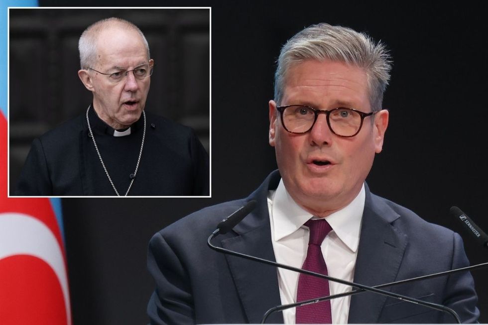 Sir Keir Starmer with an inset of Justin Welby