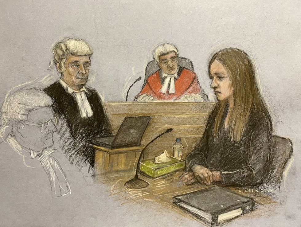 Sketch of Lucy Letby in court