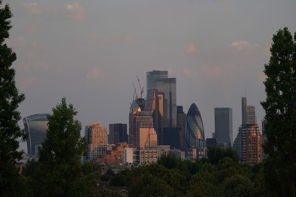 Skyline of the City of London during sunrise