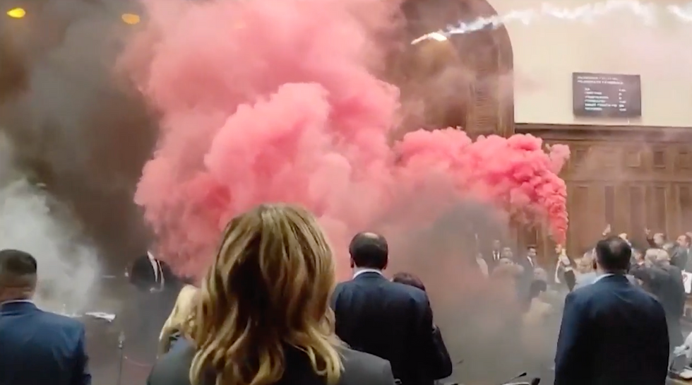 Smoke grenade in parliament