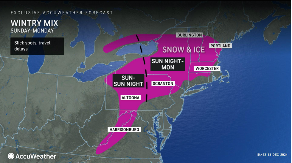 Snow and ice weather map