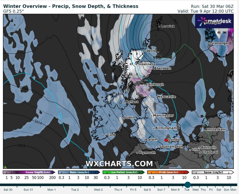 Snow forecast map