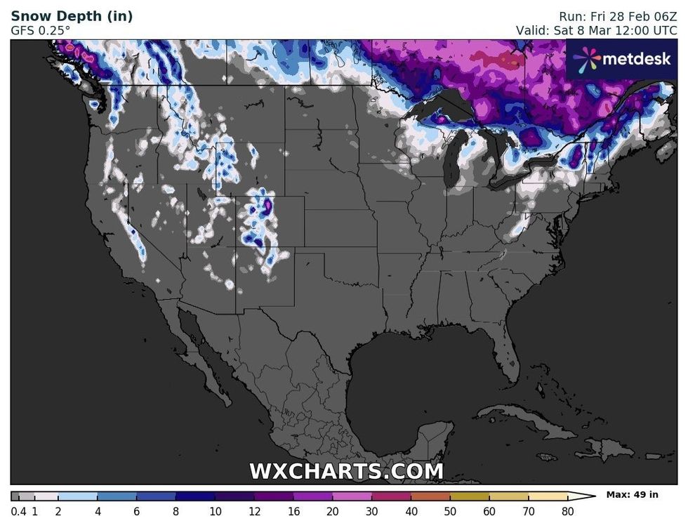 Snowfall on March 8