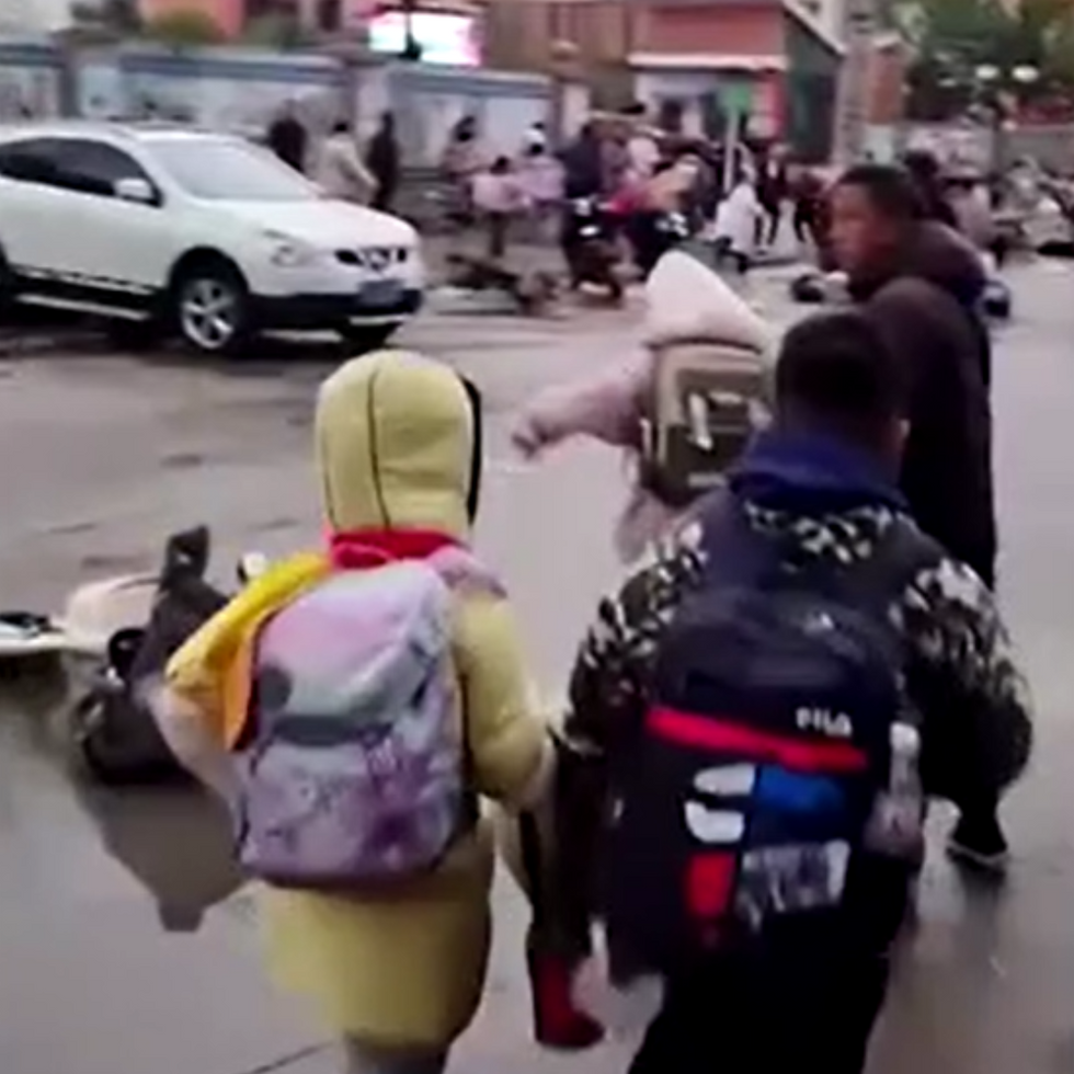 Social media footage of China school crash