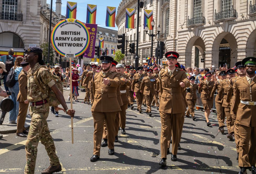 Soldiers from the British Army LGBTQ+ network at the annual Pride in London parade