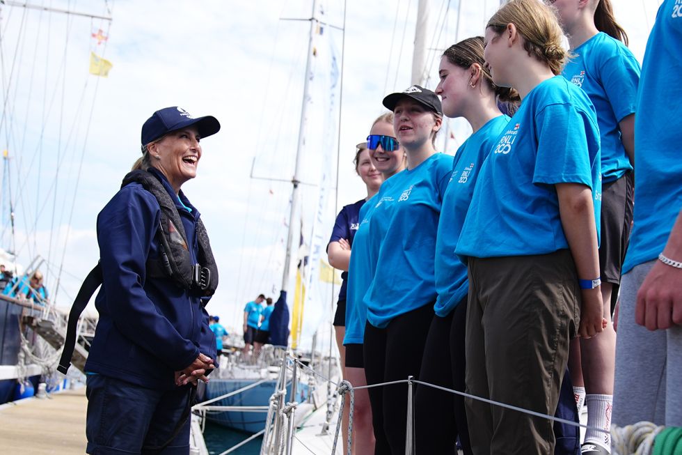 Sophie, Duchess of Edinburgh in Guernsey with sailors