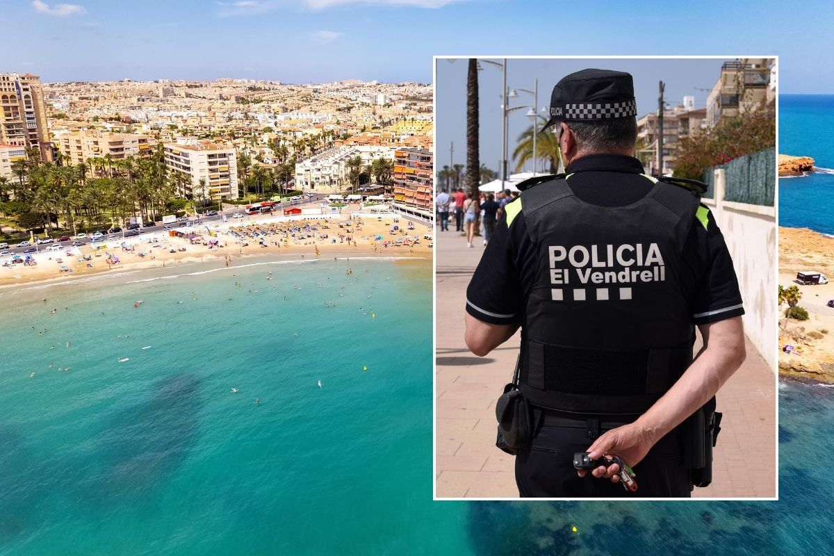 spanish police guard and torrevieja landscape