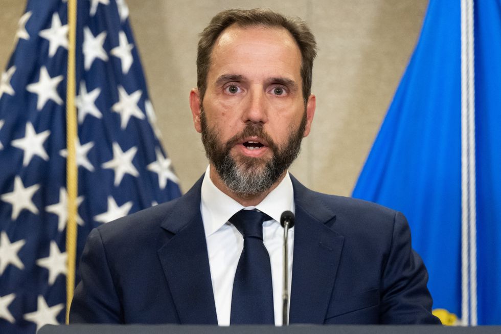 Special counsel Jack Smith speaks to members of the media at the US Department of Justice building in Washington, DC