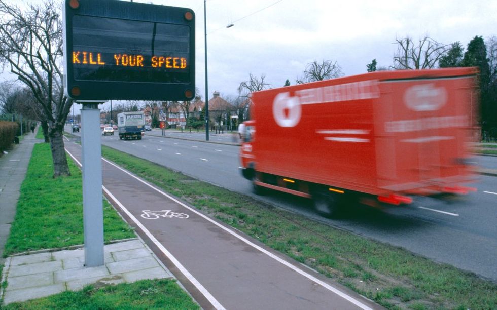 Speeding HGV on a road