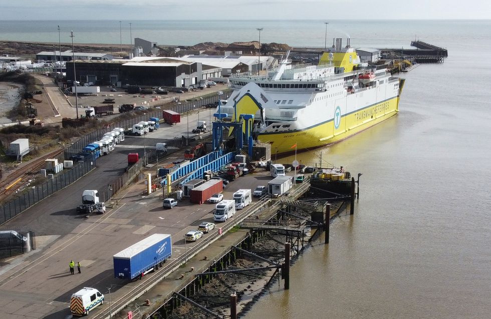 Stock image of a ferry at Newhaven port after a group of migrants were discovered in a lorry