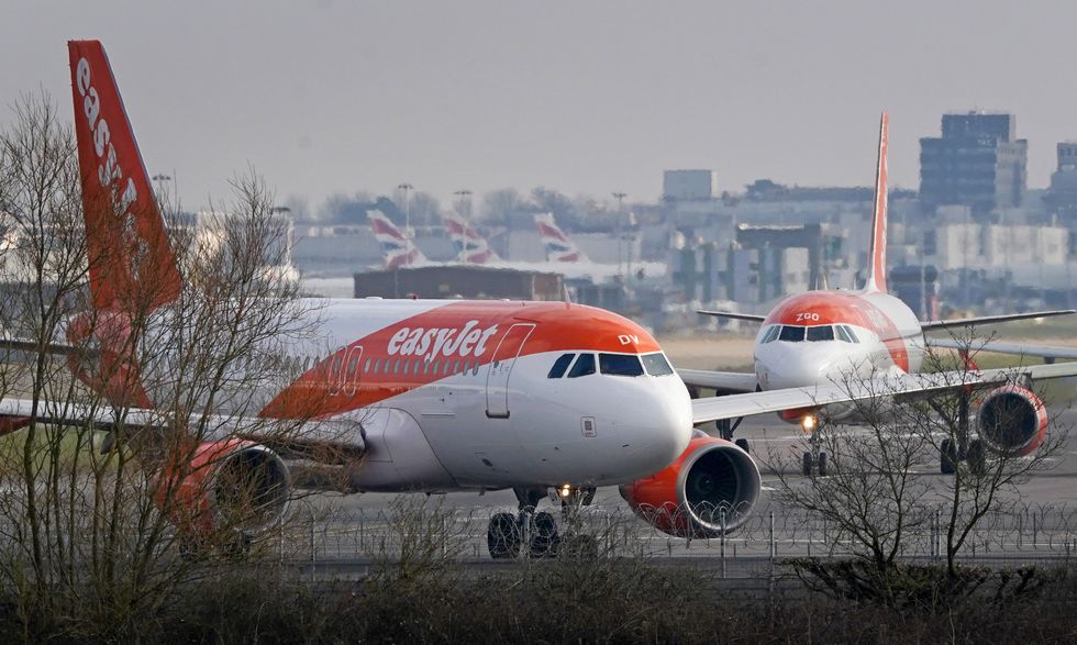 Stock image of easyJet plane at LGW