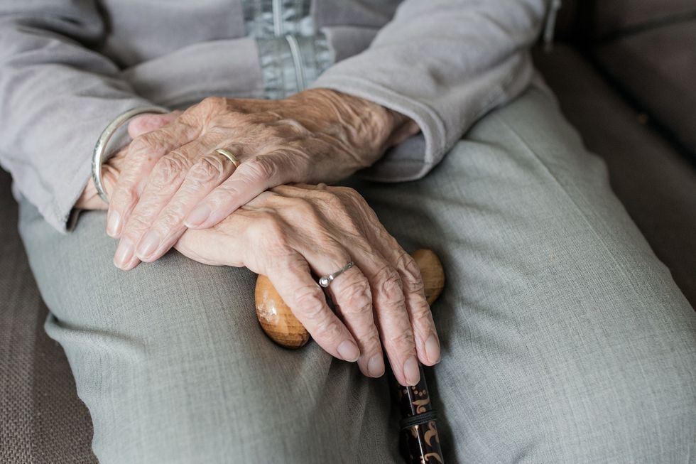 Stock image of elderly person's hands