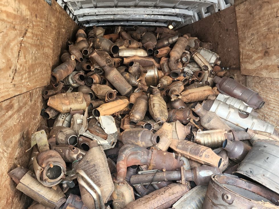 Stolen catalytic converters in a van