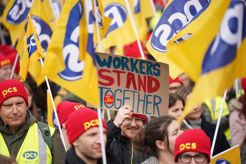 Striking members of the Public and Commercial Services Union