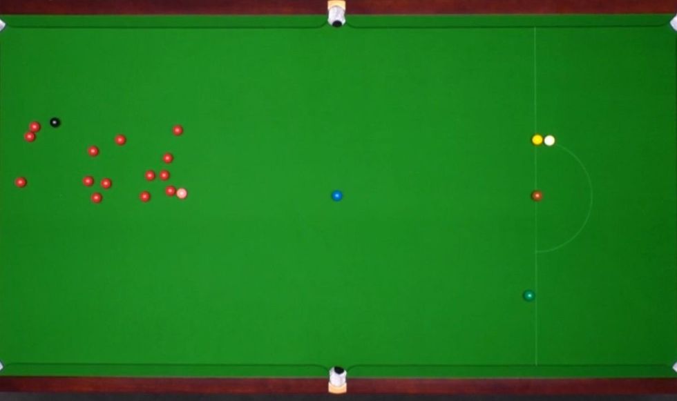 Stuart Bingham's ball appeared to swerve on the slate line