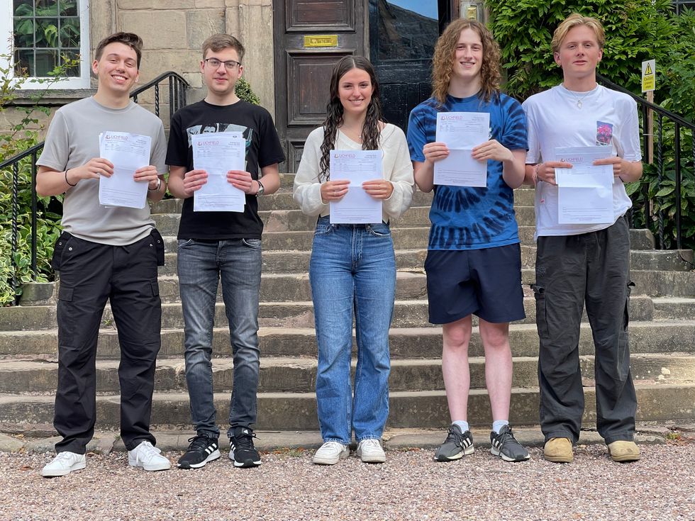 Students celebrating their A Level results