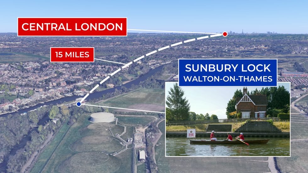 Sunbury Lock and central London map