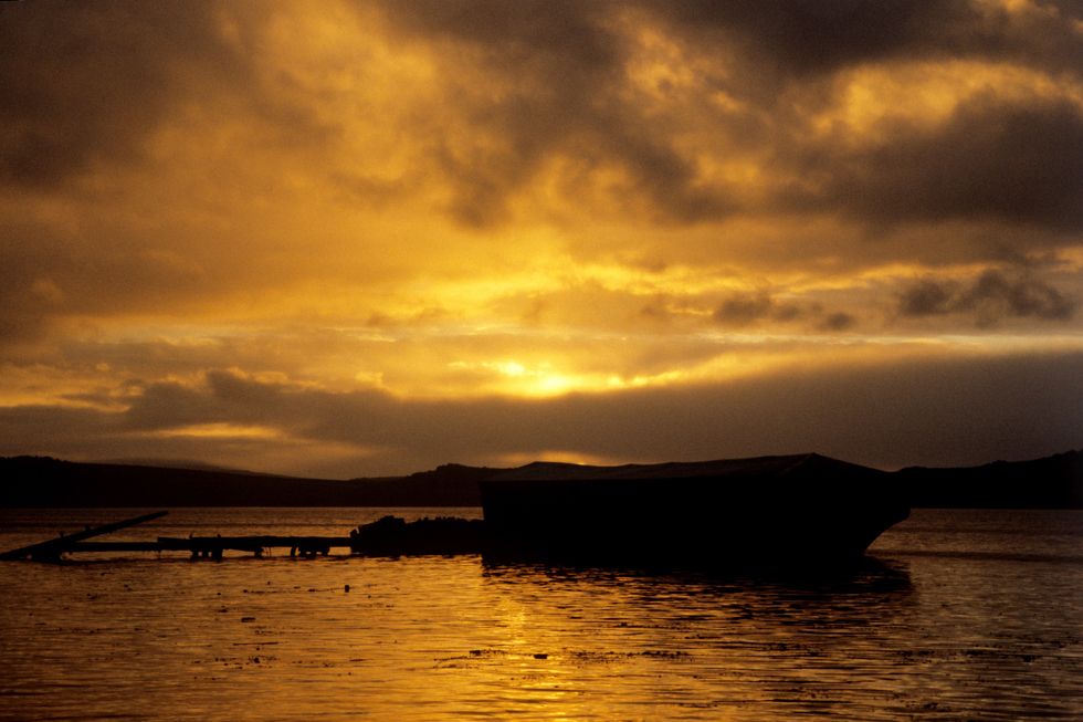 Sunset over Port Stanley in 1982