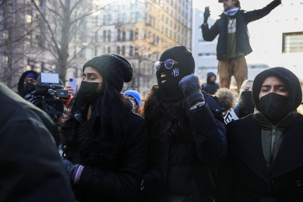 Supporters outside Manhattan courtroom