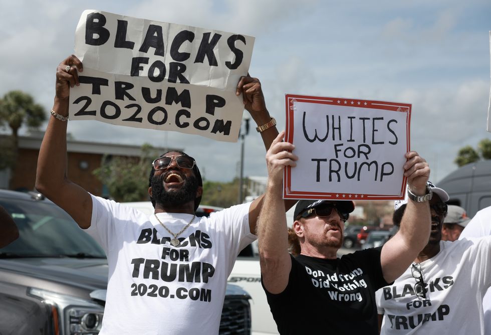 Supporters outside Trump court case