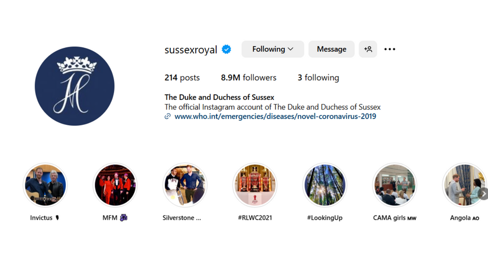 Sussex royal Instagram account