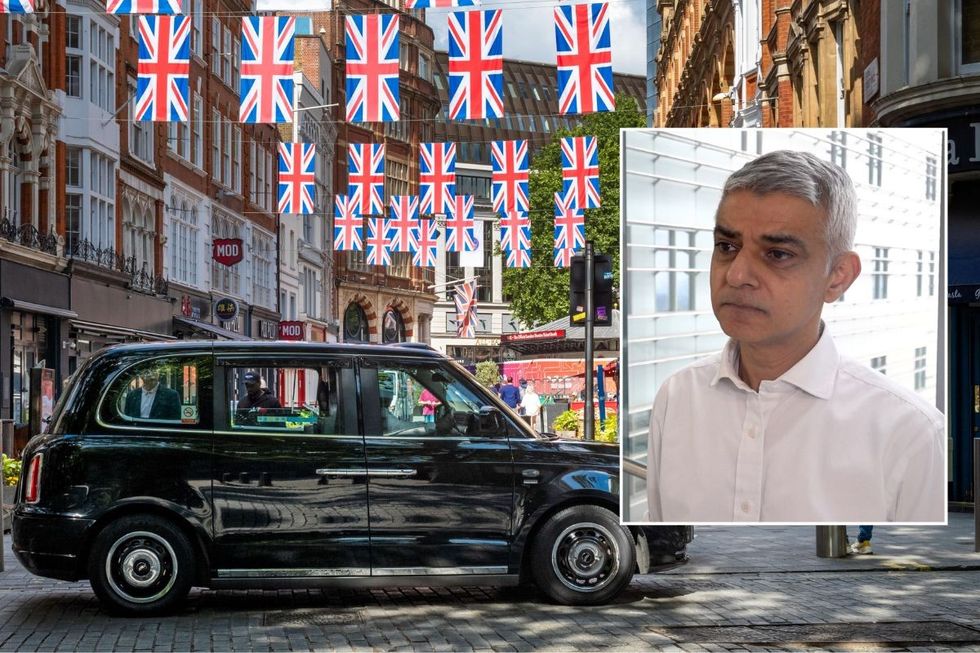 Taxi in London and Mayor Sadiq Khan