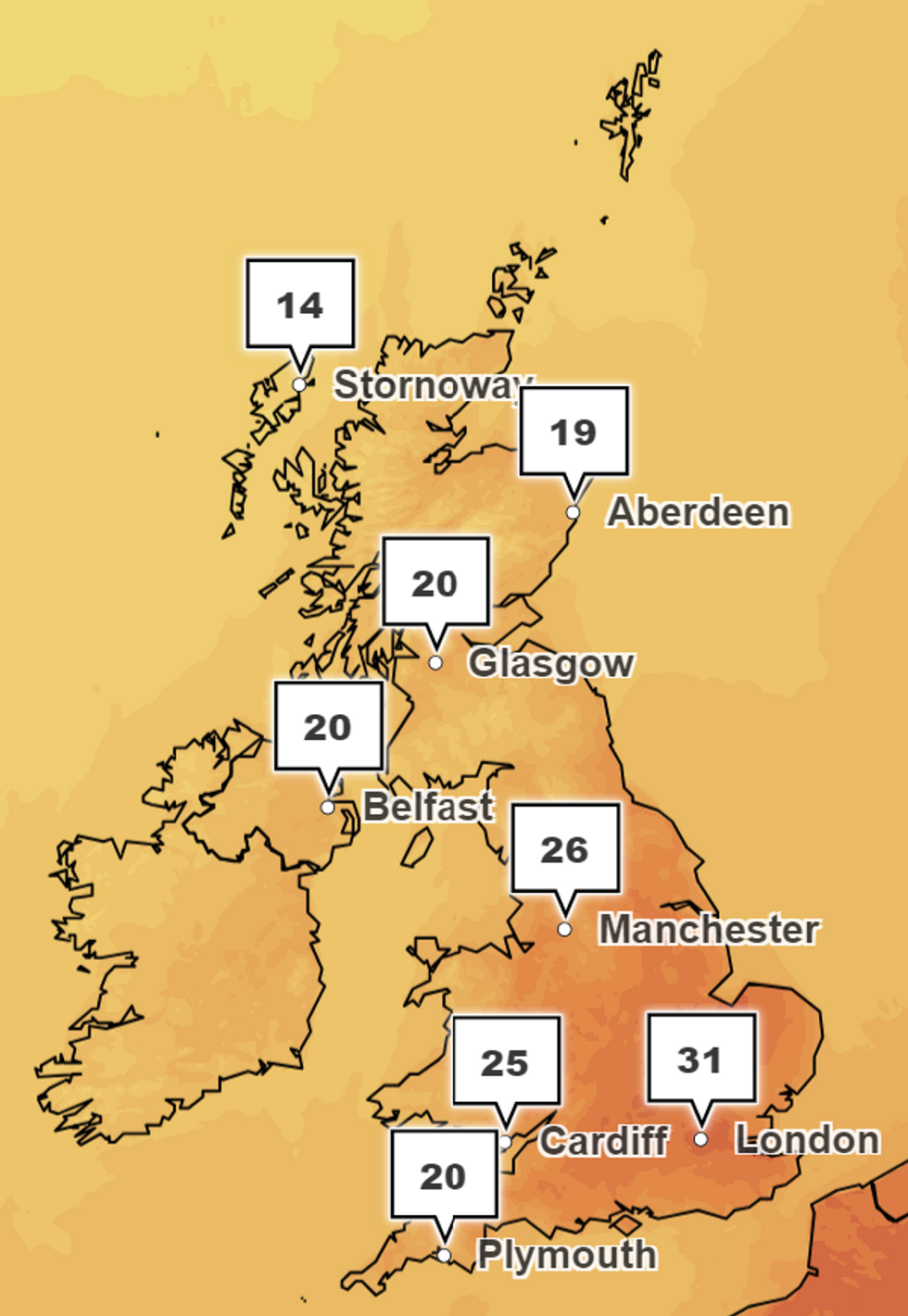 Temperatures are set to soar over 30c