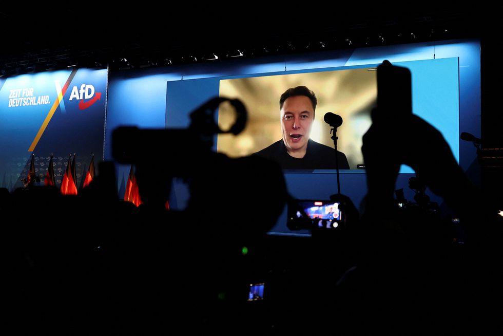 Tesla CEO Elon Musk speaking at an AfD event over the weekend