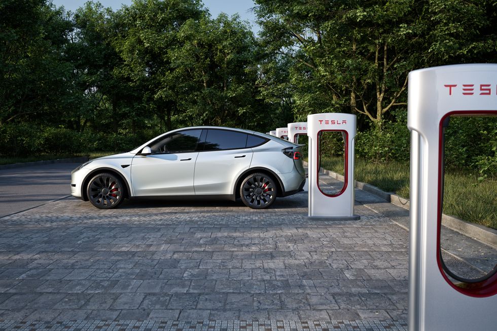 Tesla Model Y vehicle at a Supercharger