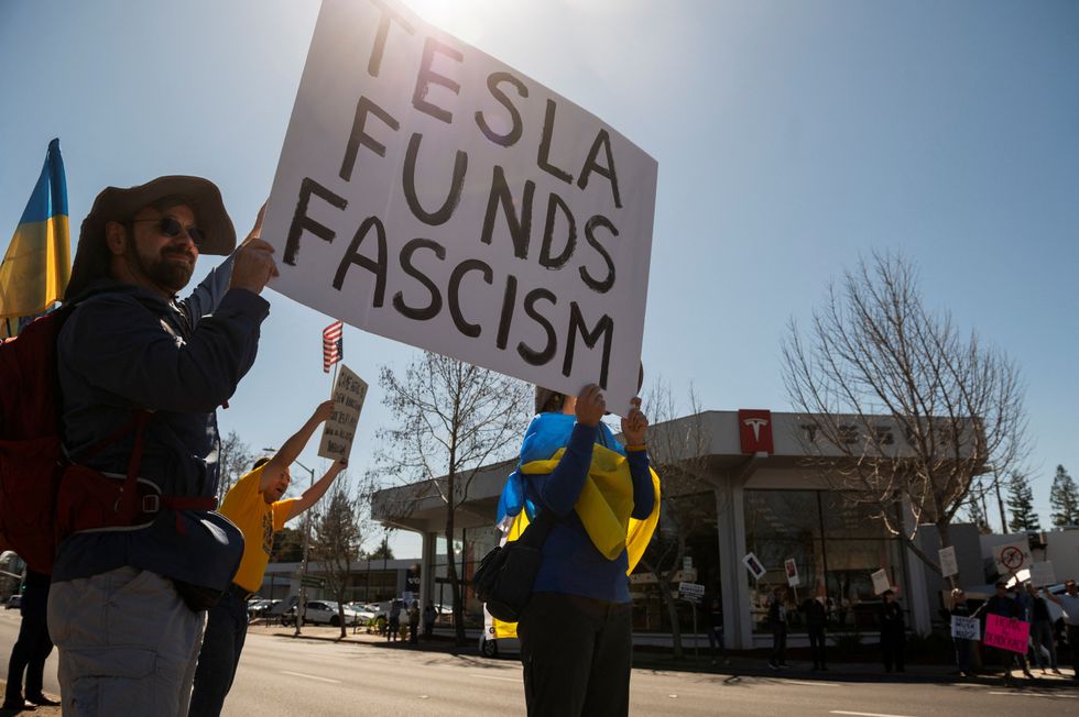 Tesla protest in Palo Alto, California