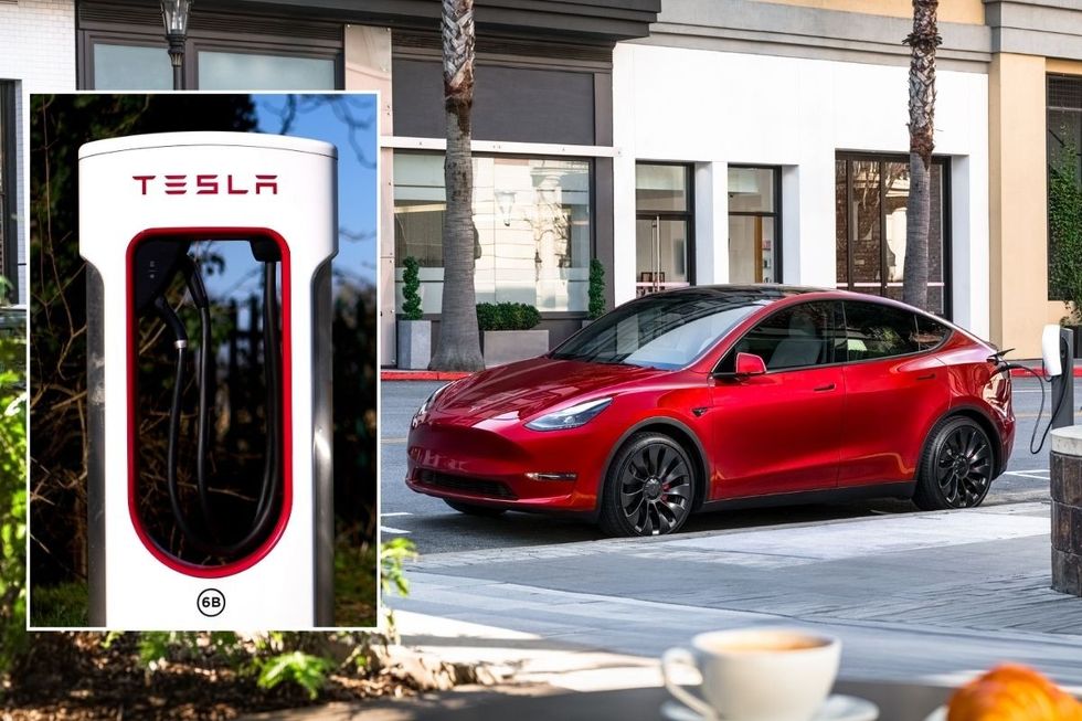 Tesla Supercharger and a new Tesla Model Y