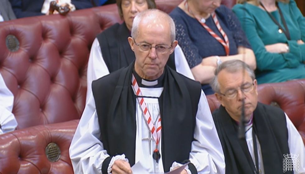 The Archbishop of Canterbury, the Most Rev Justin Welby speaking in the House of Lords, London, during the debate on the Government's Illegal Migration Bill