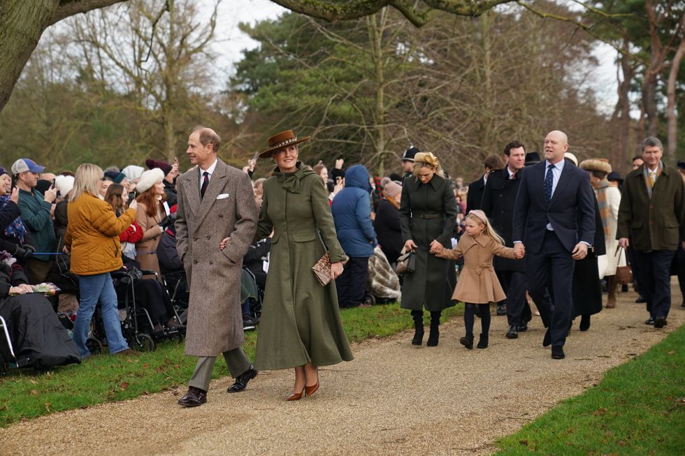 The Duke and Duchess of Edinburgh, Zara Tindall, Lena Tindall and Mike Tindallu200b