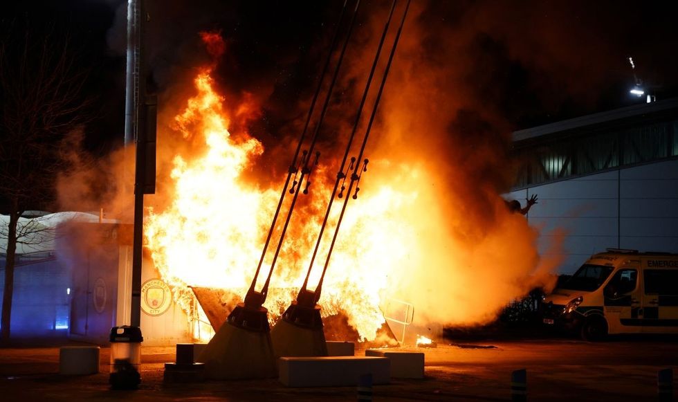 The Etihad Stadium was evacuated after the fire