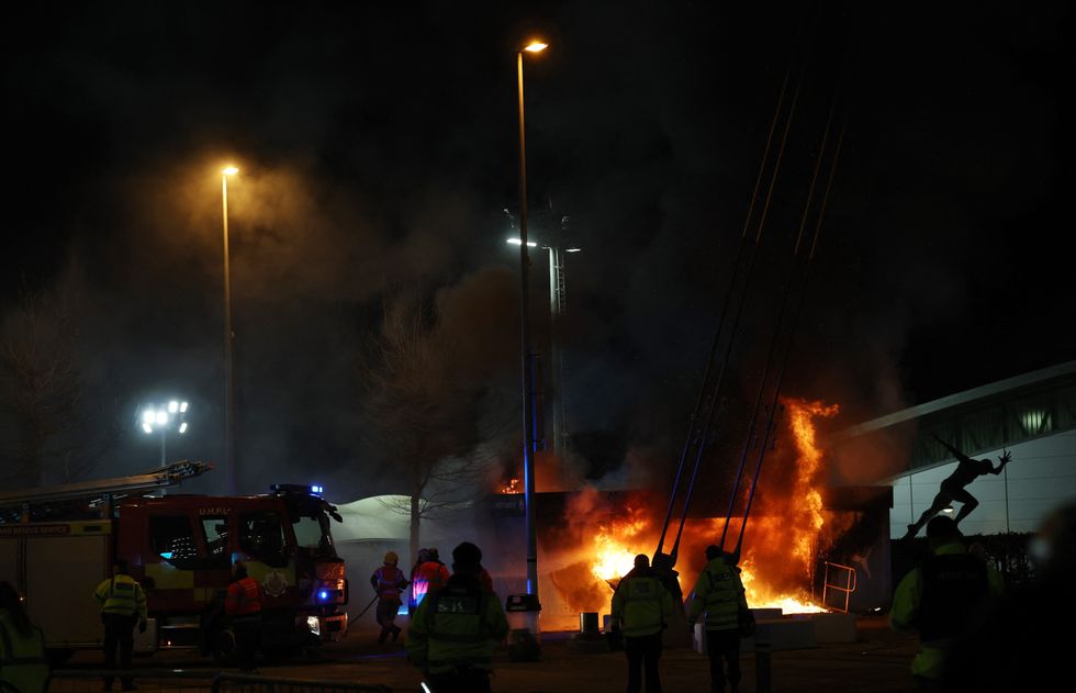 The fire broke out at a merchandise stand