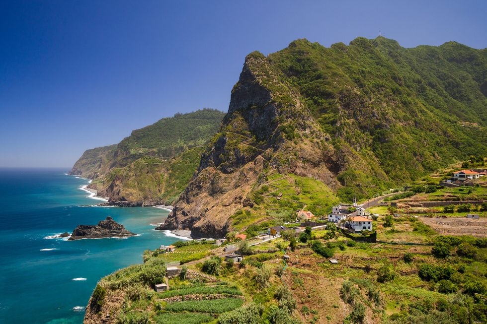 The green cliffs of Ponta Delgada on Madeira island