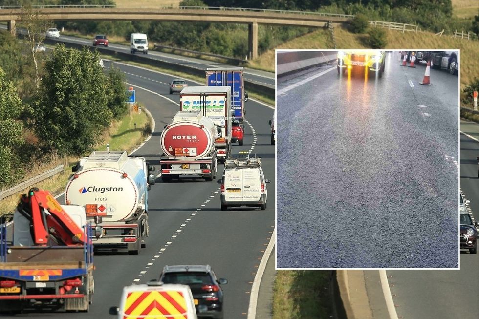 The M180 motorway (stock) and the oil spill