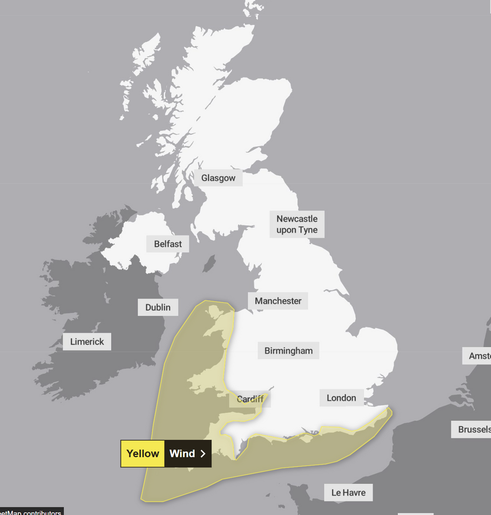 The Met Office's Thursday wind warnings