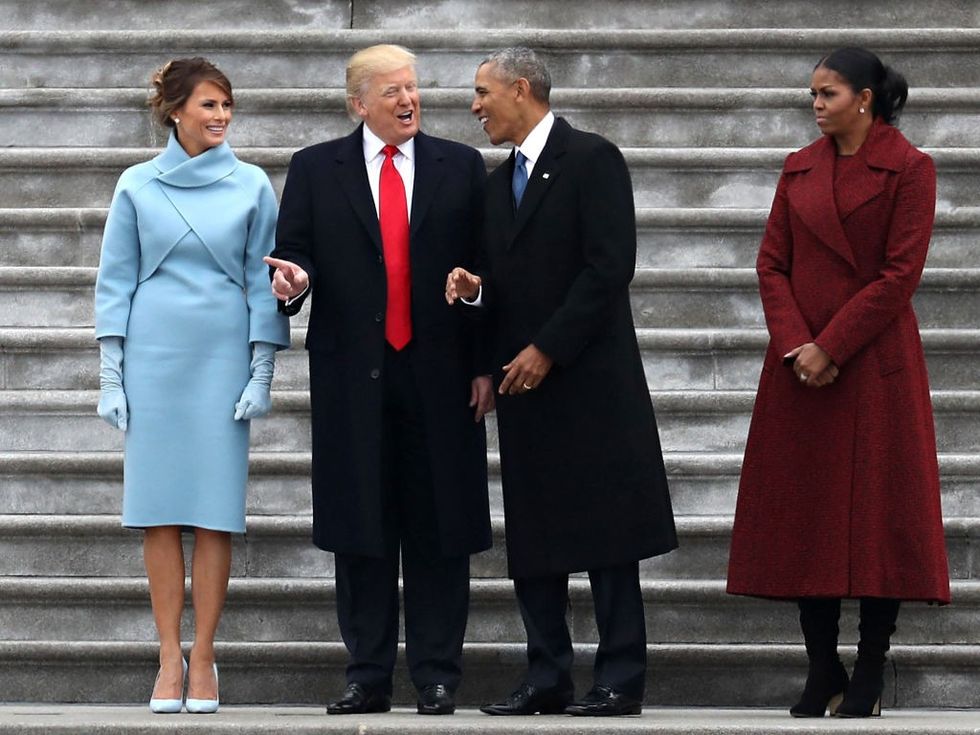 The Obamas and the Trumps at Donald Trump's first inauguration in 2016u200b