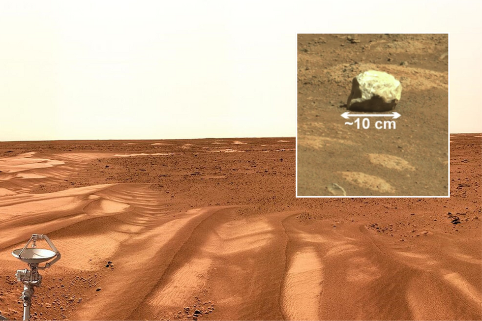 The pale rocks were found on the surface of the Red Planet